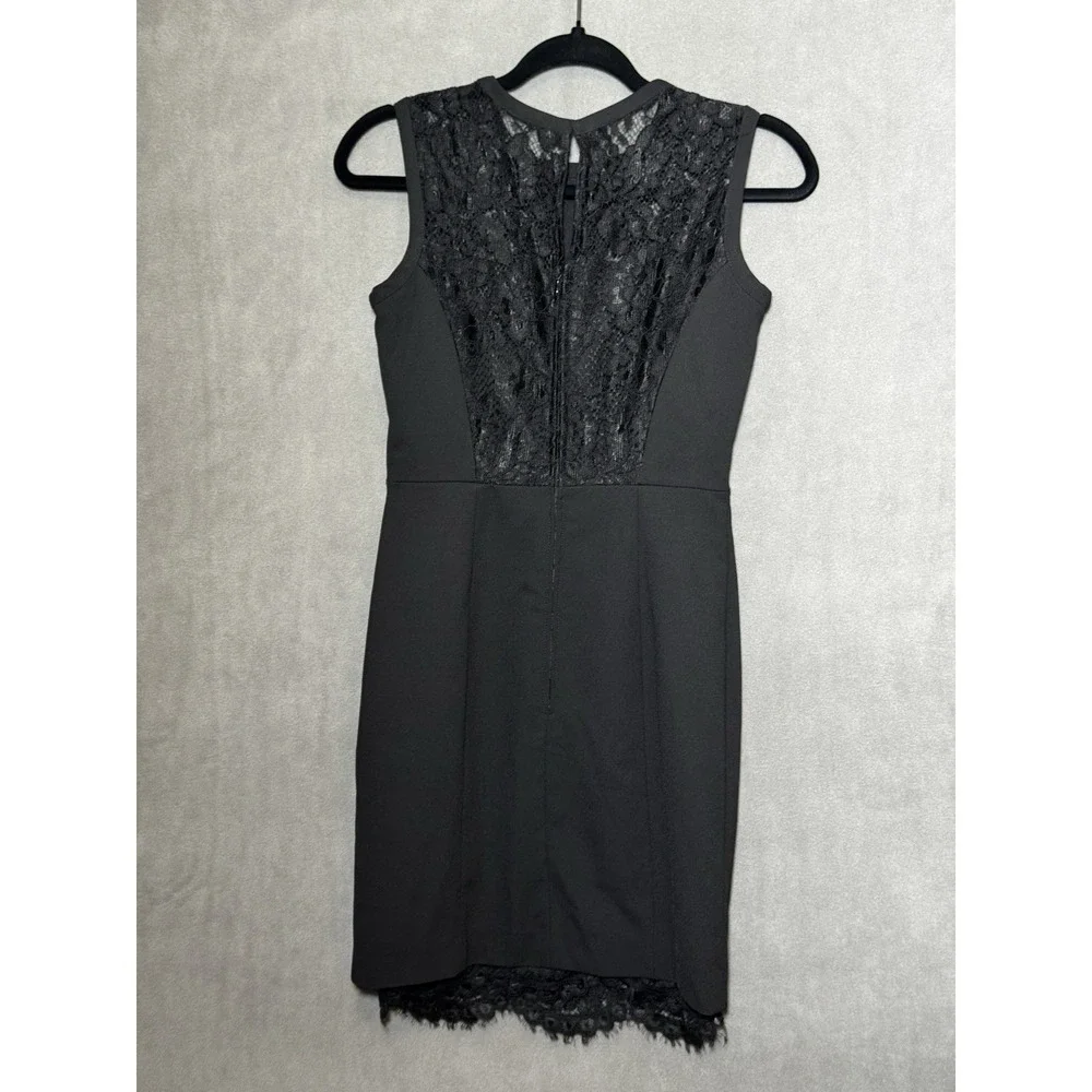 Black Lace‎ Sleeveless Mini Dress Sheath Cocktail Party LBD Scalloped Hem